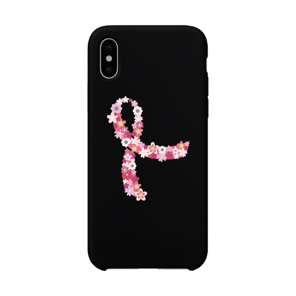 Pink Floral Ribbon Black Phone Case