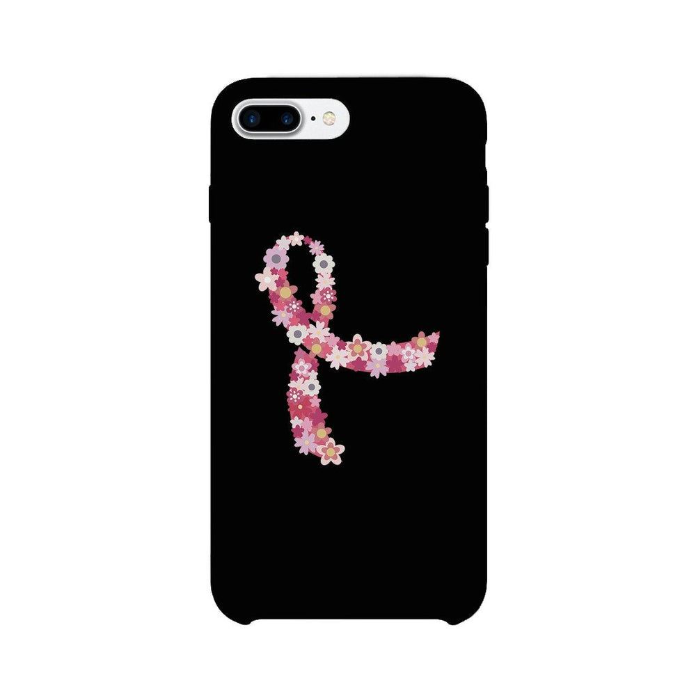 Pink Floral Ribbon Black Phone Case