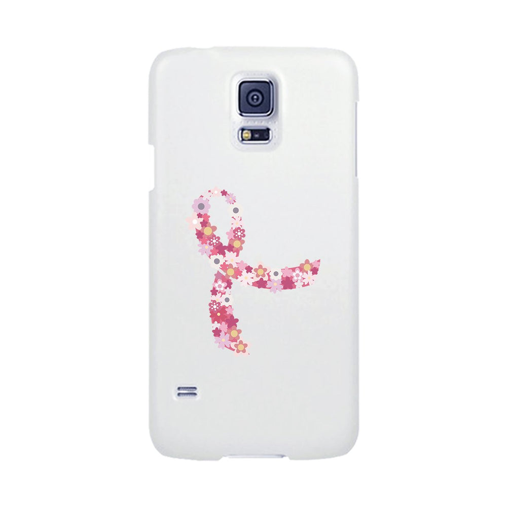 Pink Floral Ribbon White Phone Case