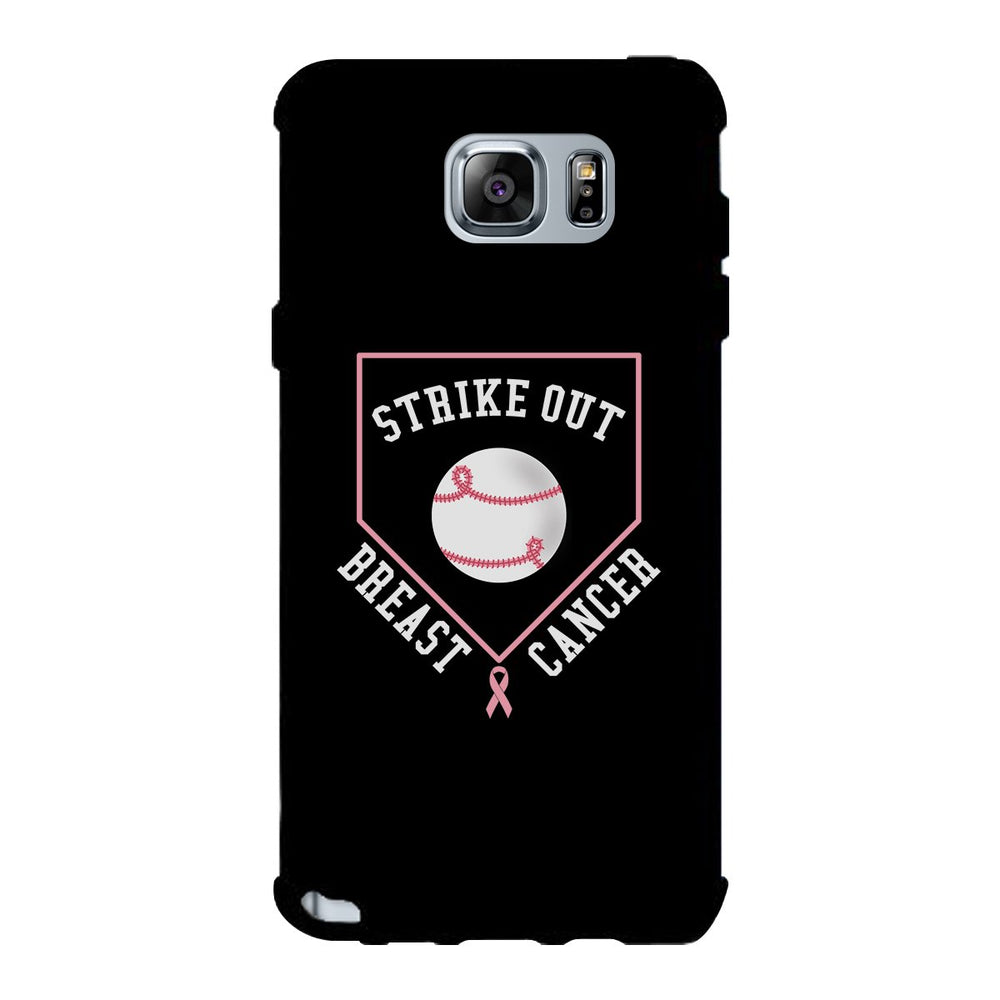 Strike Out Breast Cancer Baseball Black Phone Case