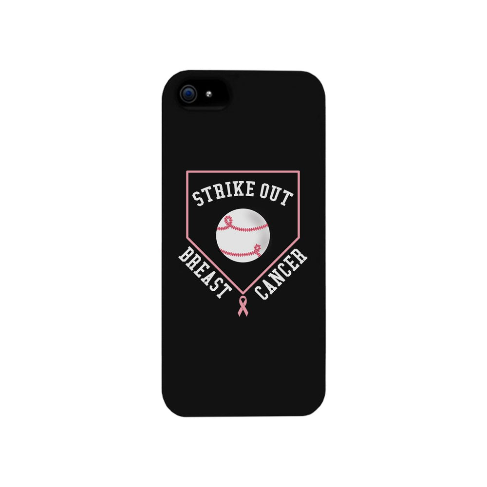 Strike Out Breast Cancer Baseball Black Phone Case