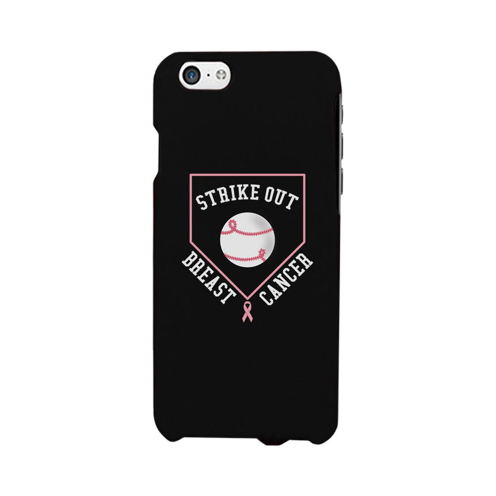 Strike Out Breast Cancer Baseball Black Phone Case