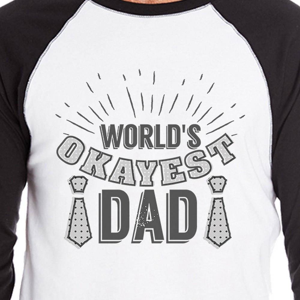 World's Okayest Dad Mens Raglan Baseball Tee Witty Gifts For Dad