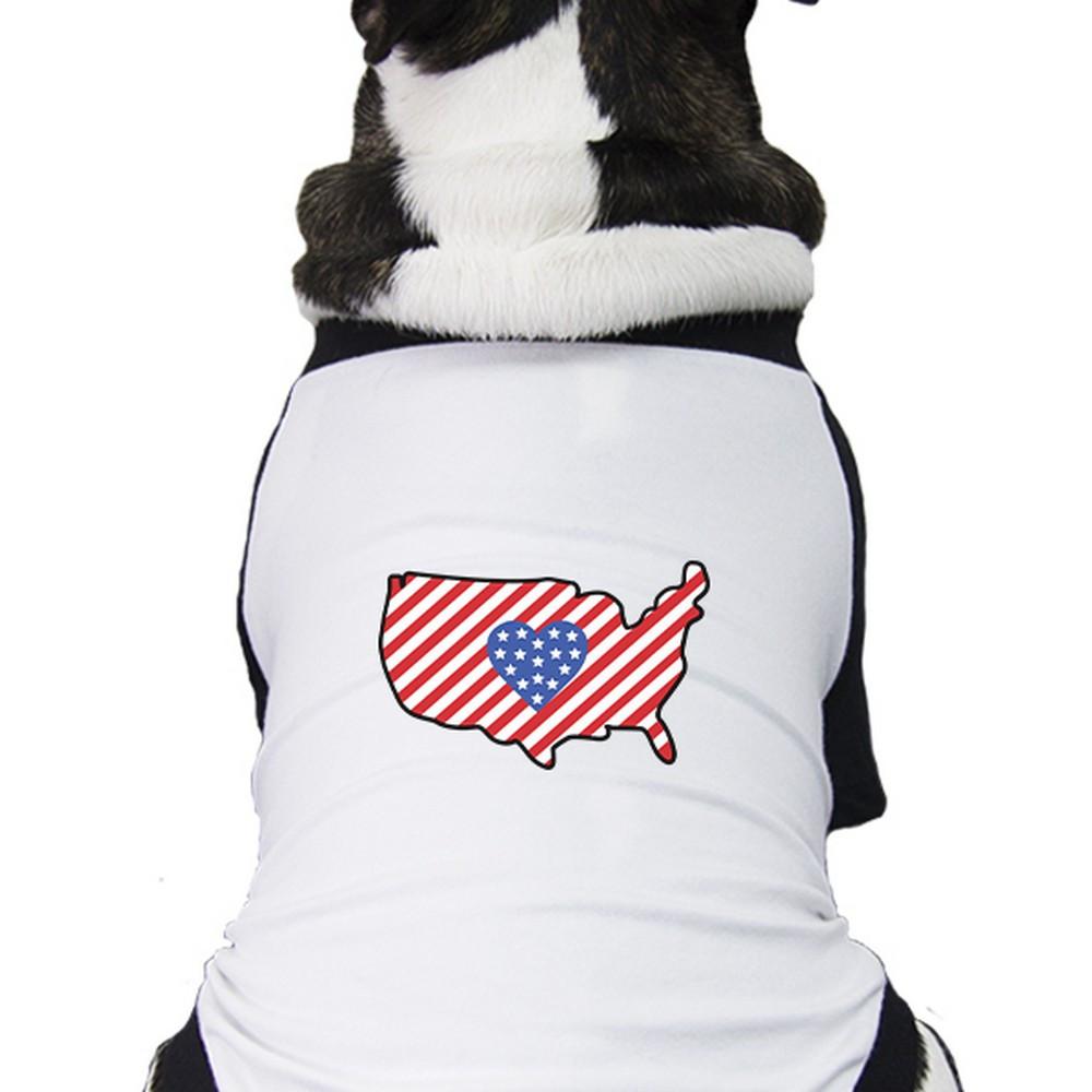 USA Map Small Pet Baseball Tee Cute Patriotic Gifts For Dog Owners