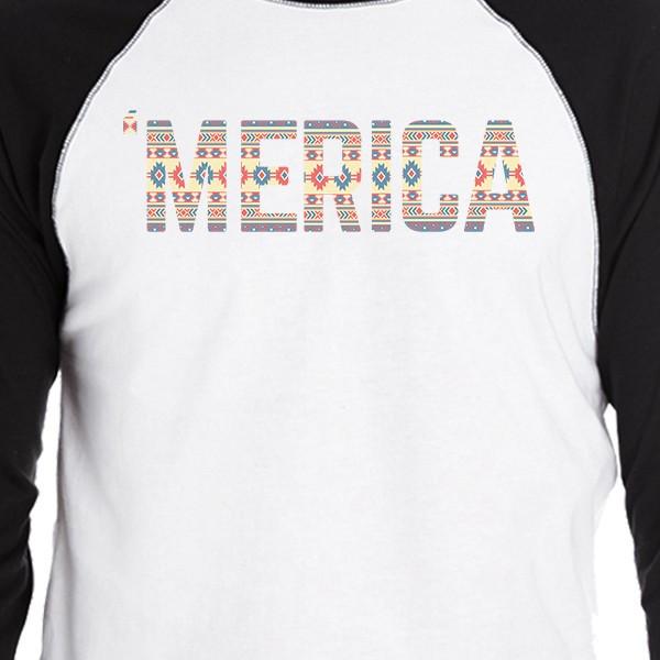 'Merica Mens Baseball Jersey For Independence Day Tribal Pattern