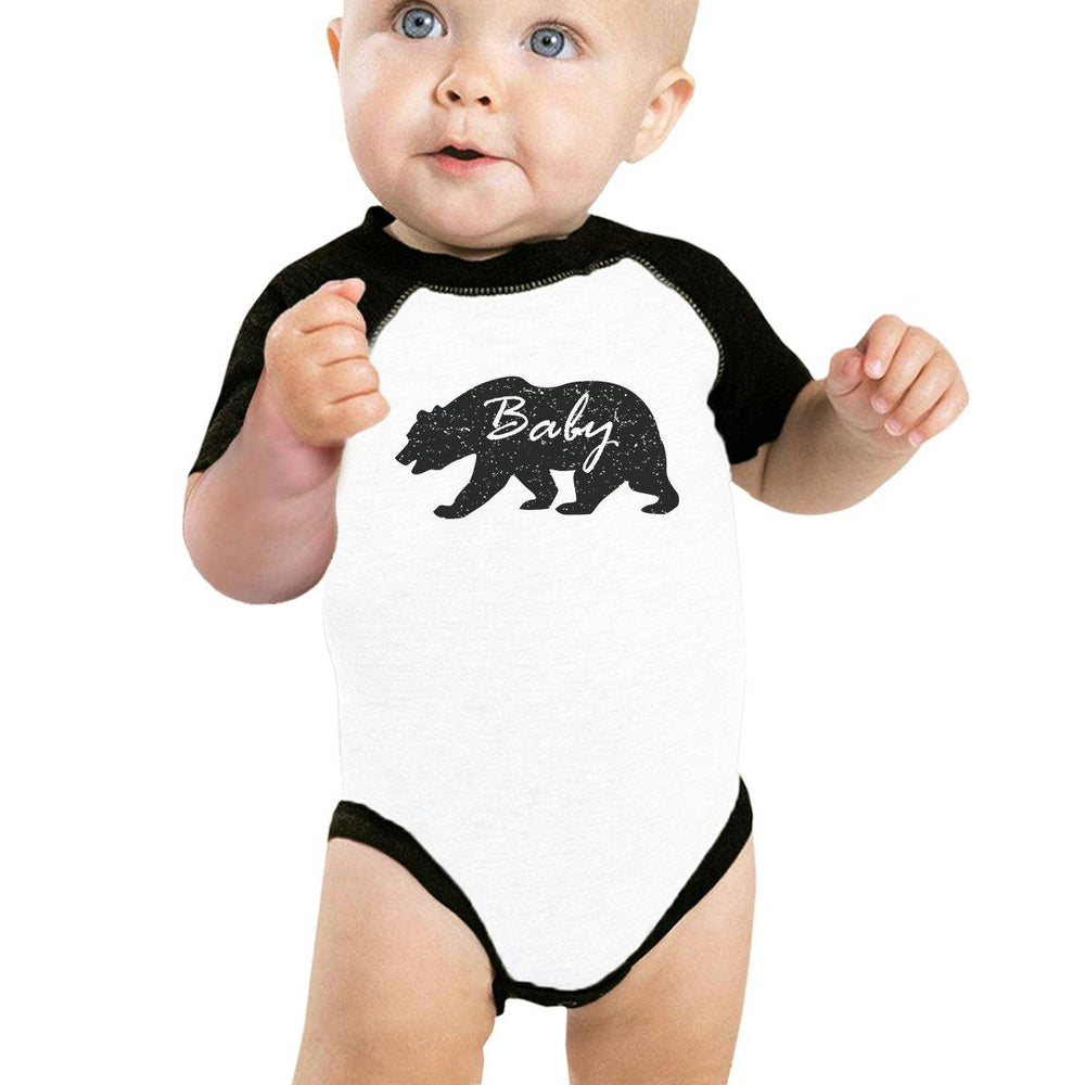 Papa Mama Baby Bears Baby Black And White Baseball Shirt