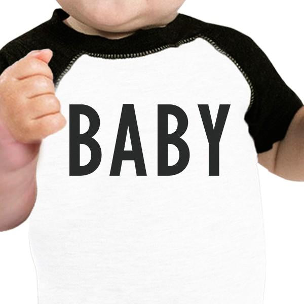 Baby Daddy Baby Mama And Baby Baby Black And White BaseBall Shirt