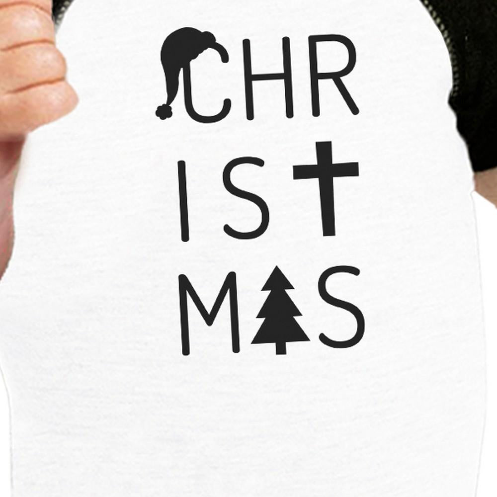 Christmas Letters Baby Black And White Baseball Shirt