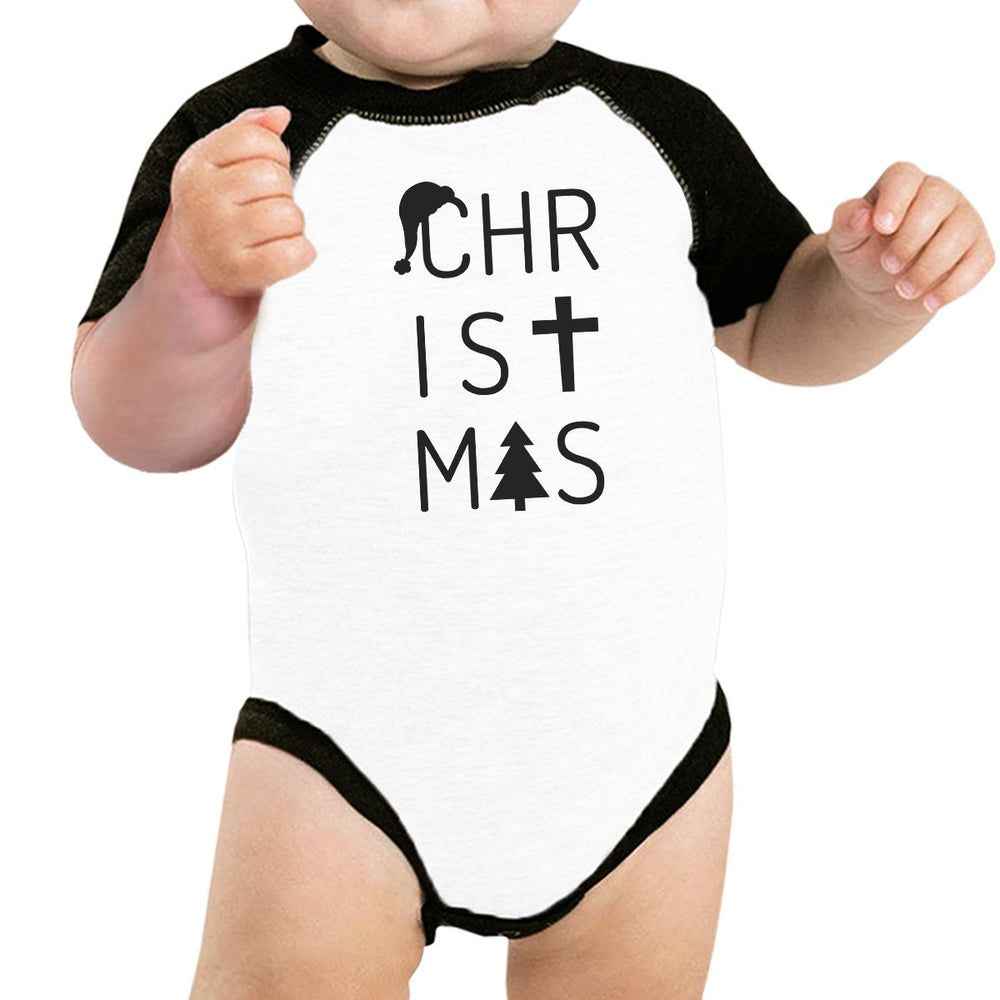 Christmas Letters Baby Black And White Baseball Shirt