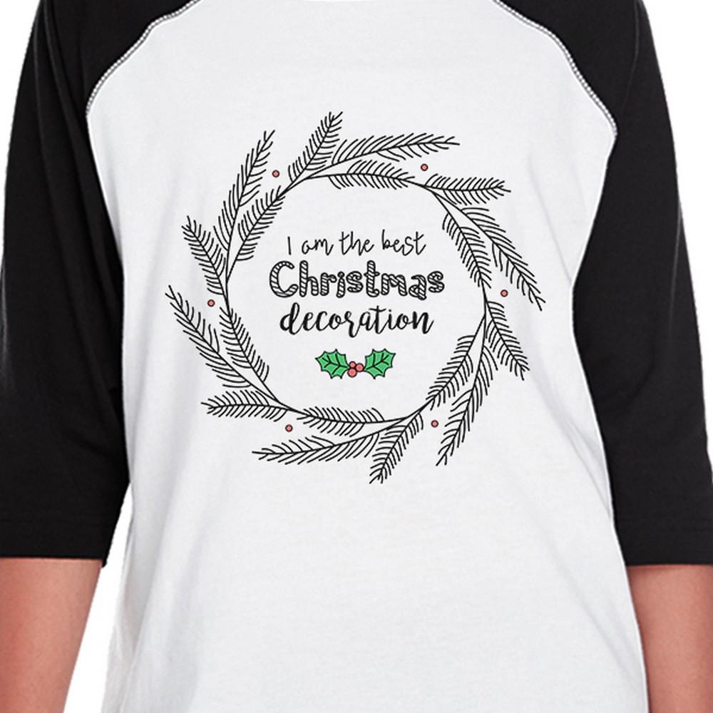 I Am The Best Christmas Decoration Wreath Kids Black And White Baseball Shirt