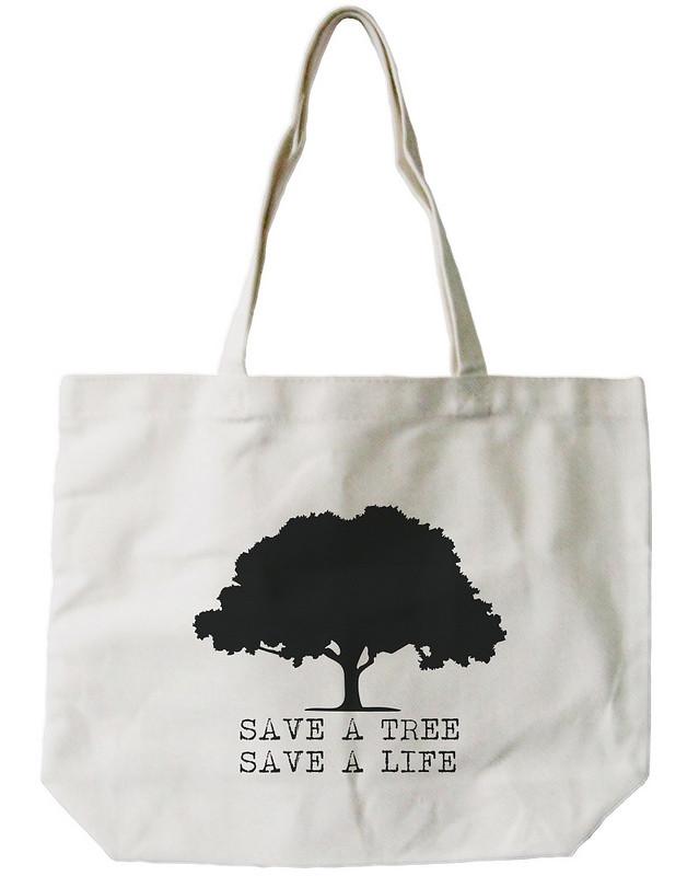 Save A Tree Save A Life Canvas Bag Earth day Tote for Grocery or School