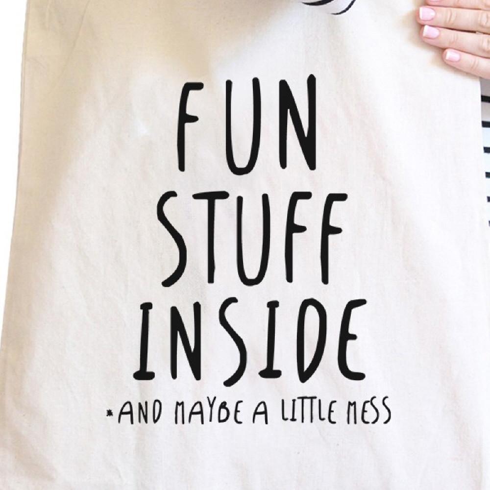 Fun Stuff Inside Natural Canvas Bag Book Bags Gifts For Teenagers