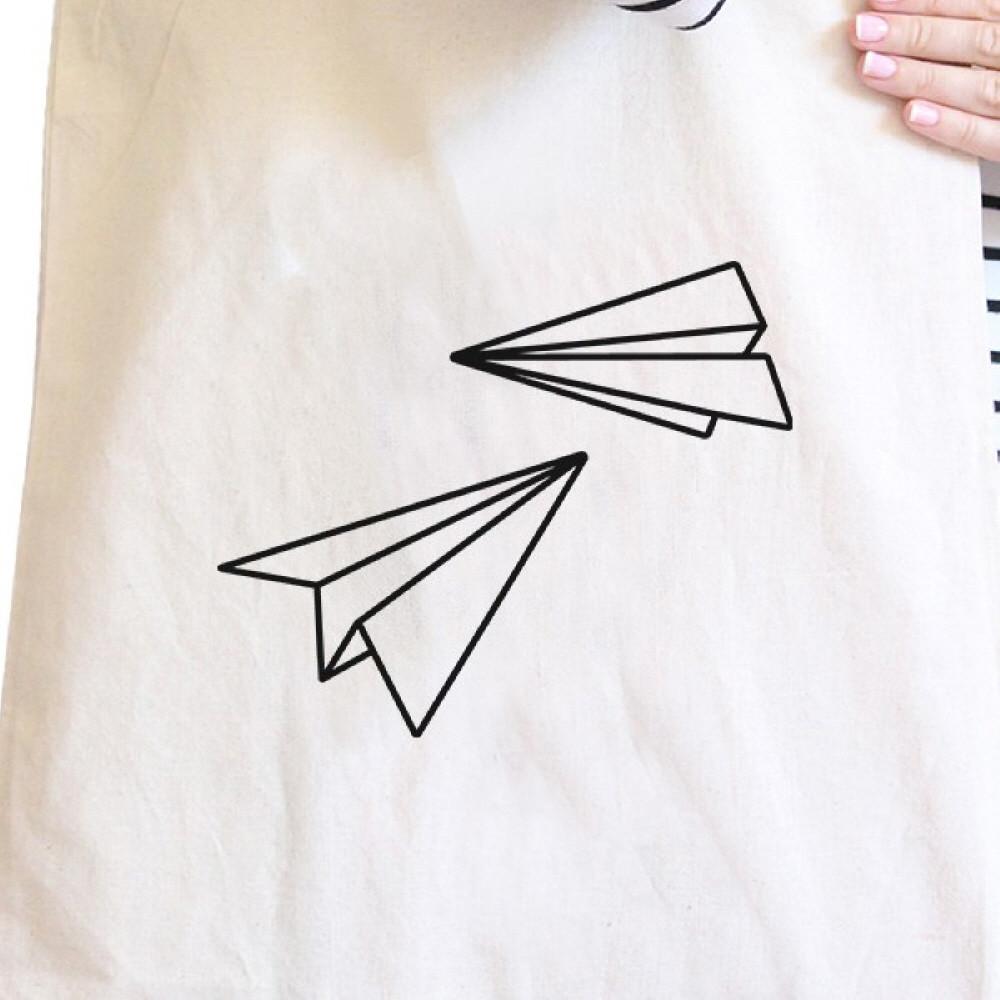 Paper Airplane Natural Canvas Bag Cute Graphic Printed Eco Bags