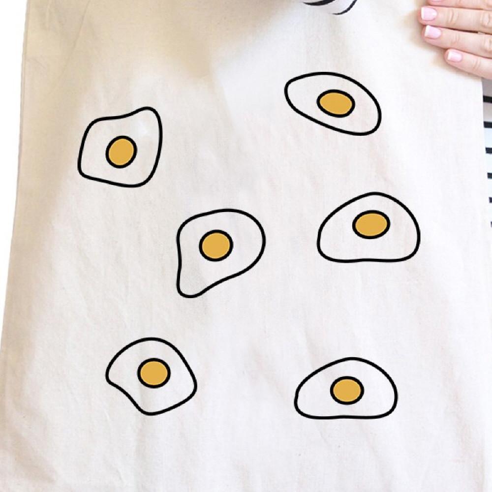 Fried Egg Pattern Natural Canvas Bag Shopper Bags For Food lovers