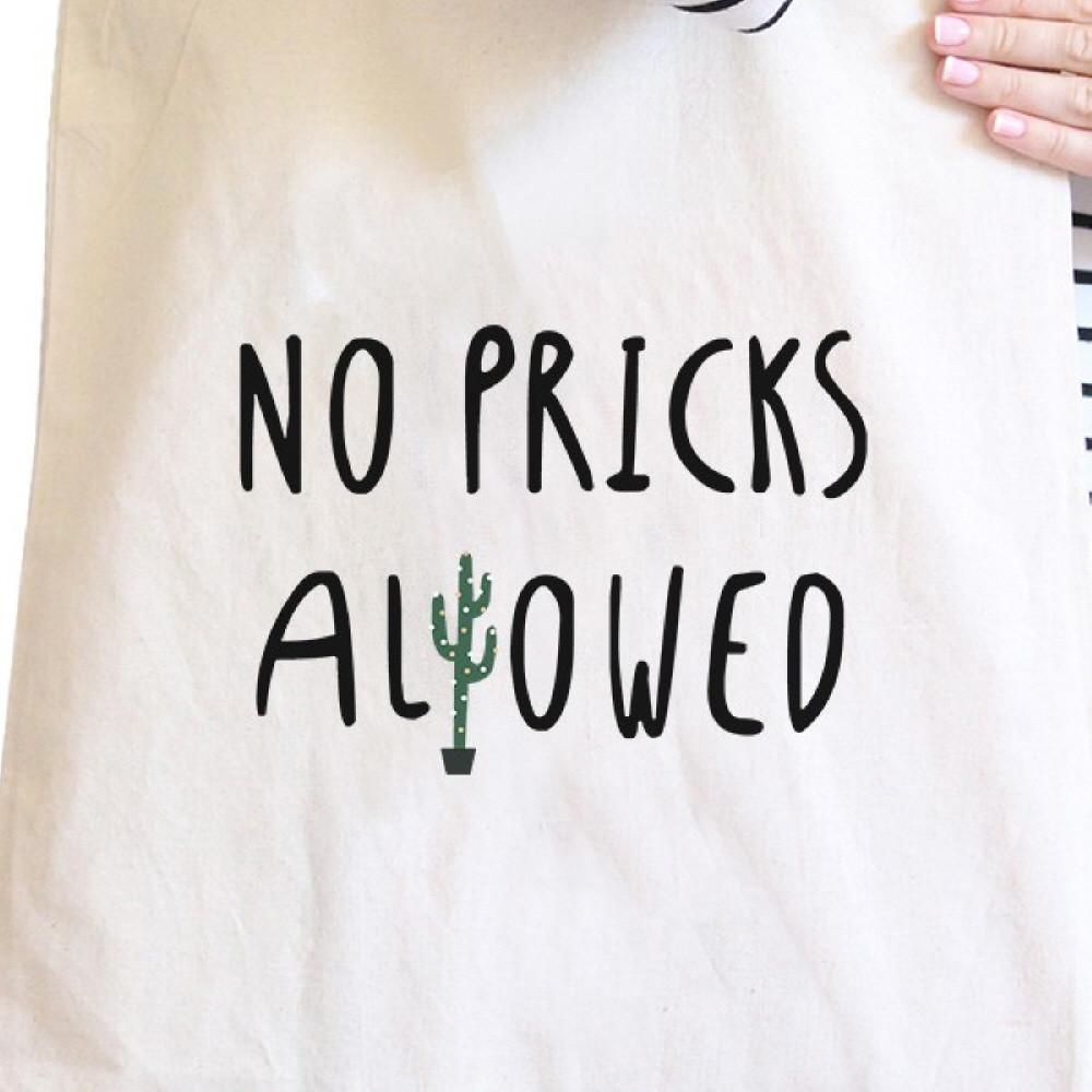 No Pricks Allowed Natural Canvas Bags Back To School Bag Tote Bag