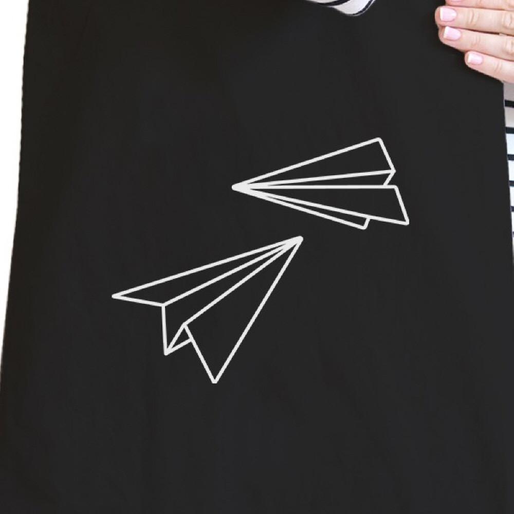 Paper Airplane Black Canvas Bag Gifts Ideas For BFF Tote Bags