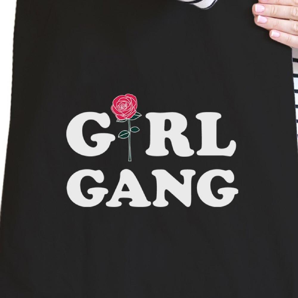 Girl Gang Rose Black Canvas Bag Gift Ideas For Girls Tote Bags