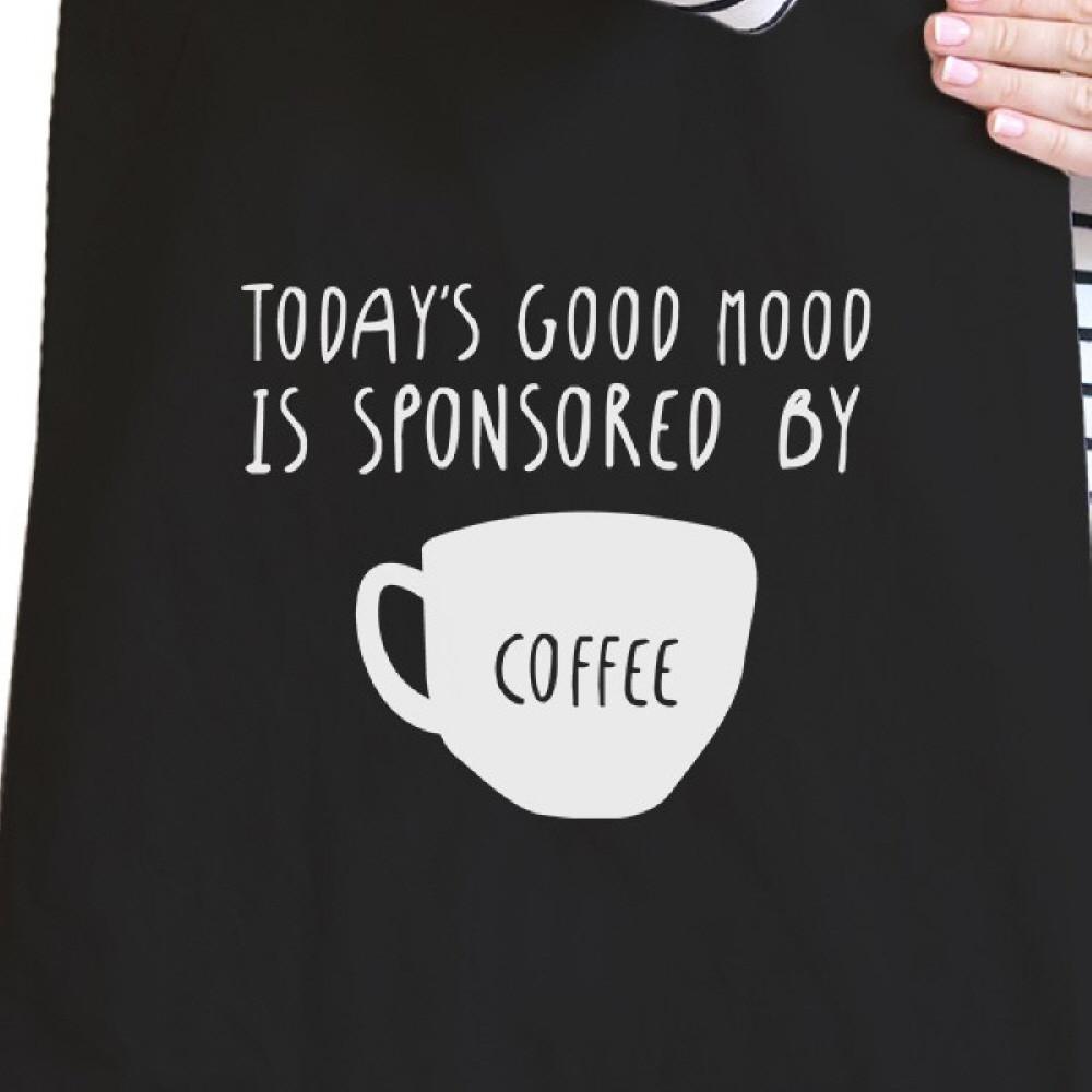 Sponsored By Coffee Black Canvas Bag Cute Gift For Coffee Lover