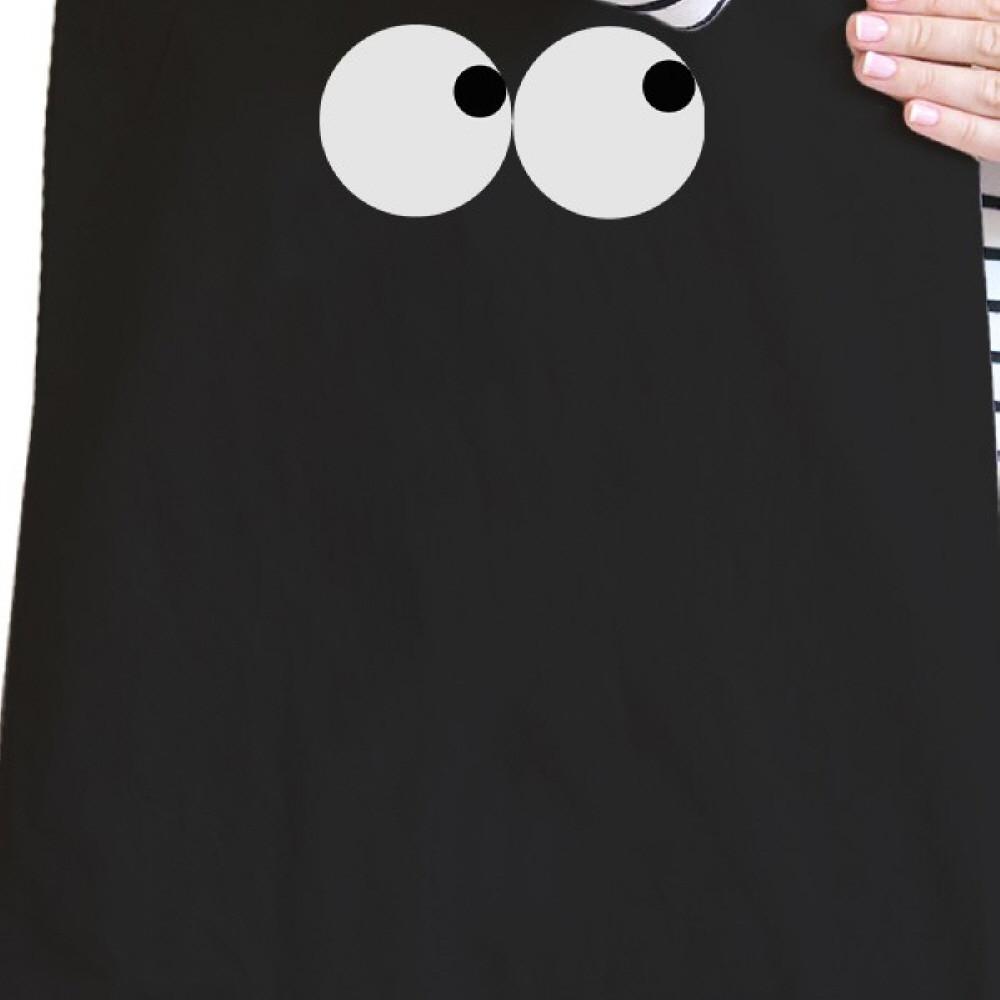 Eye Emoji Black Canvas Bag For School Graphic Printed Tote Bags