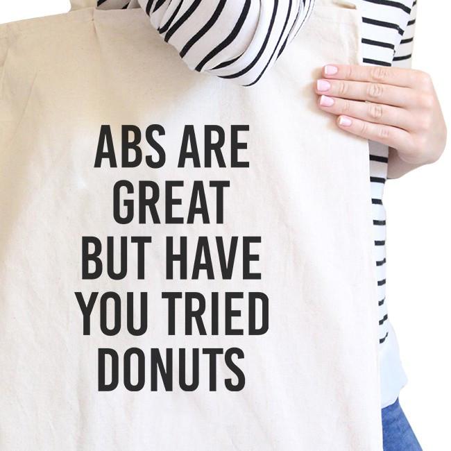 Abs Are Great But Natural Canvas Bag Funny Workout Quote Gym Bags