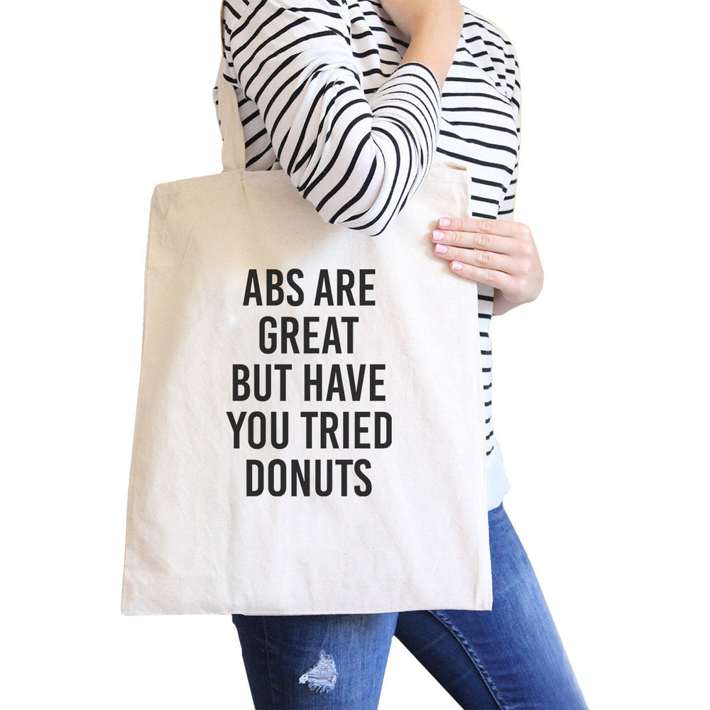 Abs Are Great But Natural Canvas Bag Funny Workout Quote Gym Bags