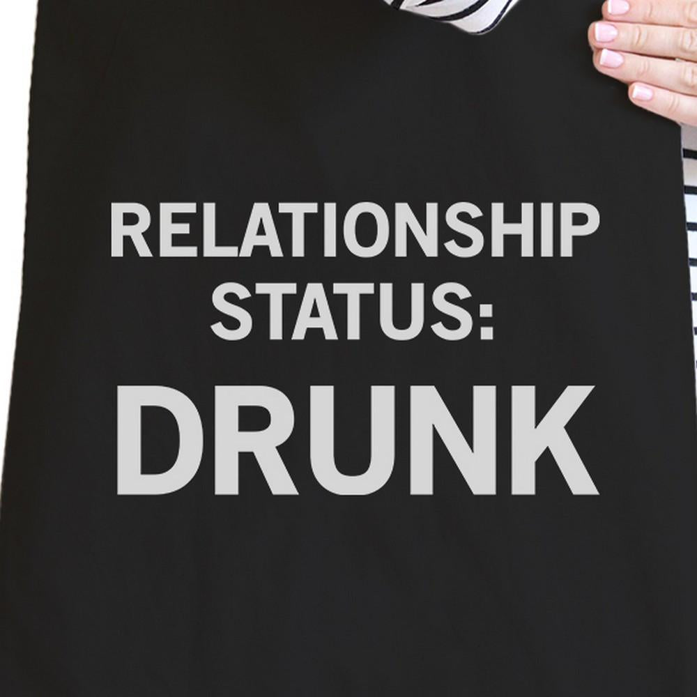 Relationship Status Black Canvas Grocery Bag Funny Graphic Tote