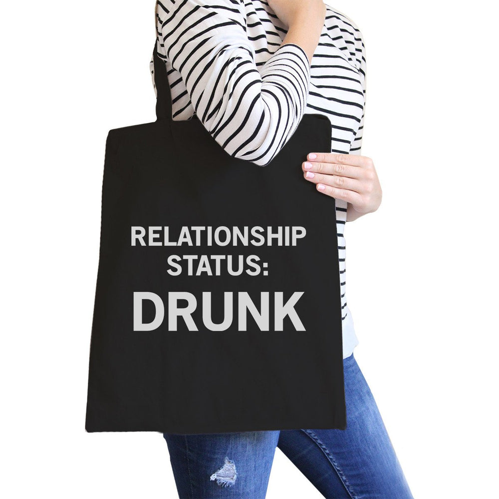 Relationship Status Black Canvas Grocery Bag Funny Graphic Tote