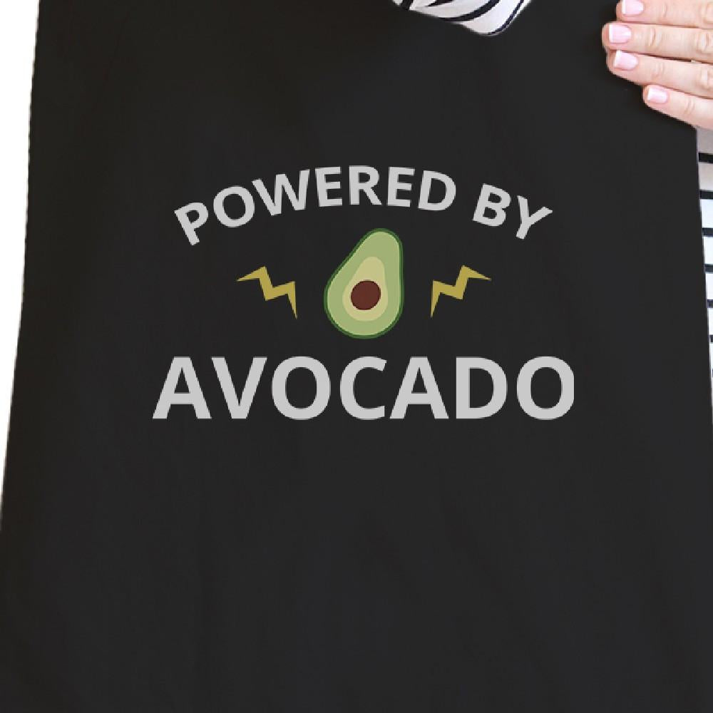 Powered By Avocado Black Reusable Canvas Tote Cute Graphic Tote Bag