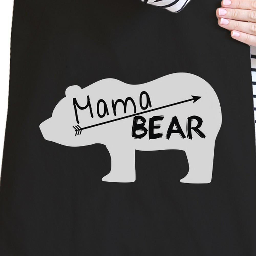 Mama Bear Black Canvas Tote Bag Trendy Design Cute Gifts For Her