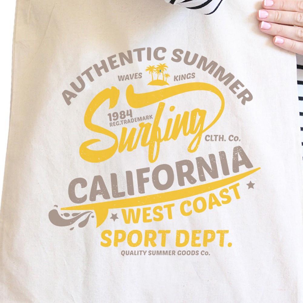 Authentic Summer Surfing California Natural Canvas Bags