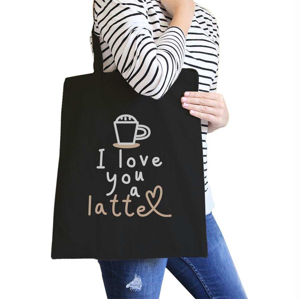 Love A Latte Canvas Shoulder Bag Cute School Tote Coffee Lover Gift