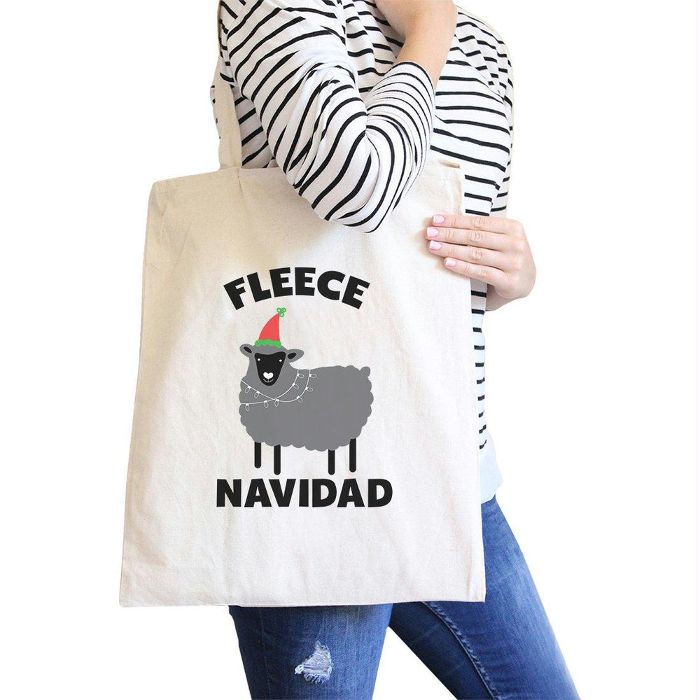 Fleece Navidad Canvas Shoulder Bag Heavy Cotton Foldable Tote X-Mas