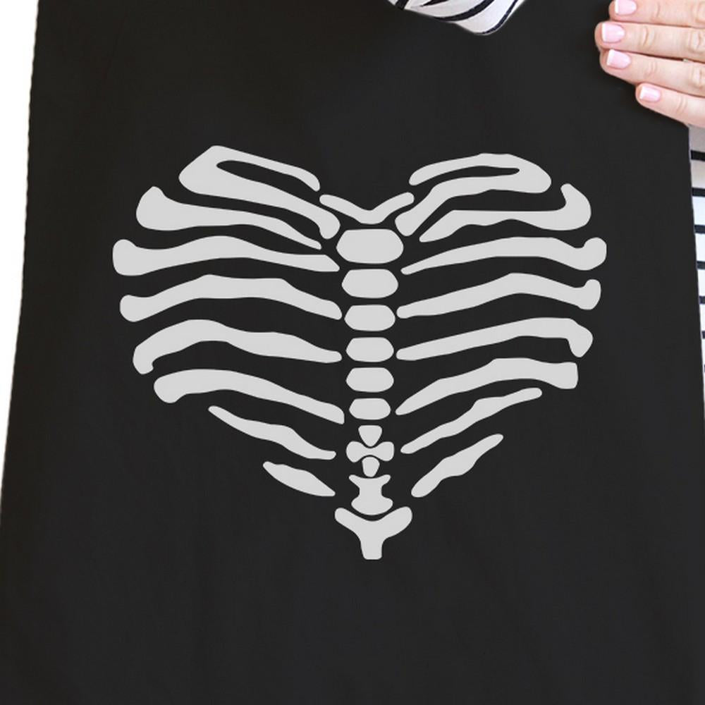 Skeleton Heart Black Canvas Bags