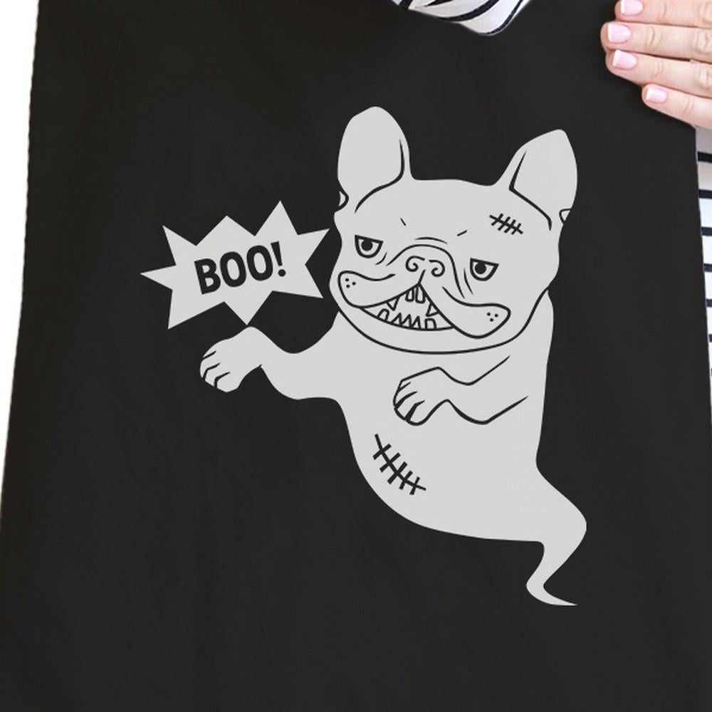 Boo French Bulldog Ghost Black Canvas Bags