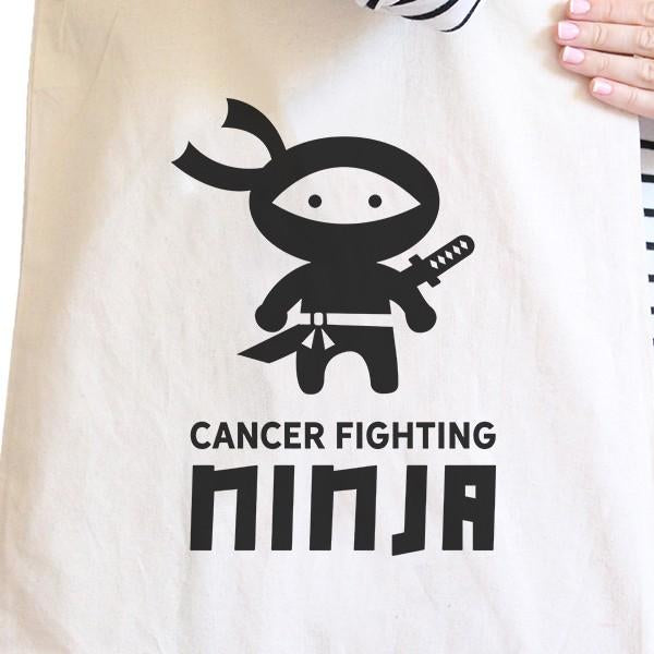 Cancer Fighting Ninja Natural Canvas Bags