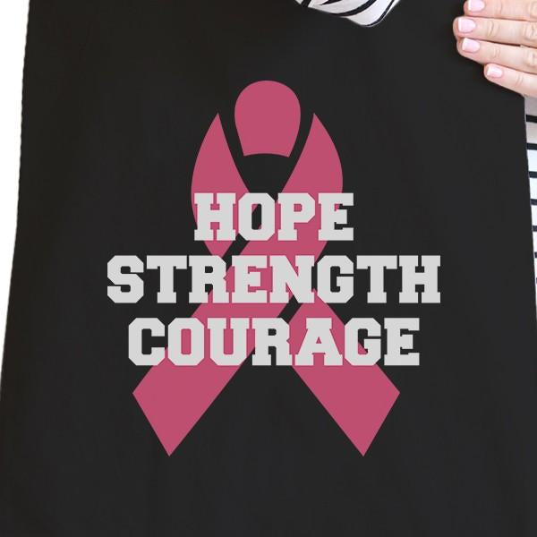 Hope Strength Courage Black Canvas Bags