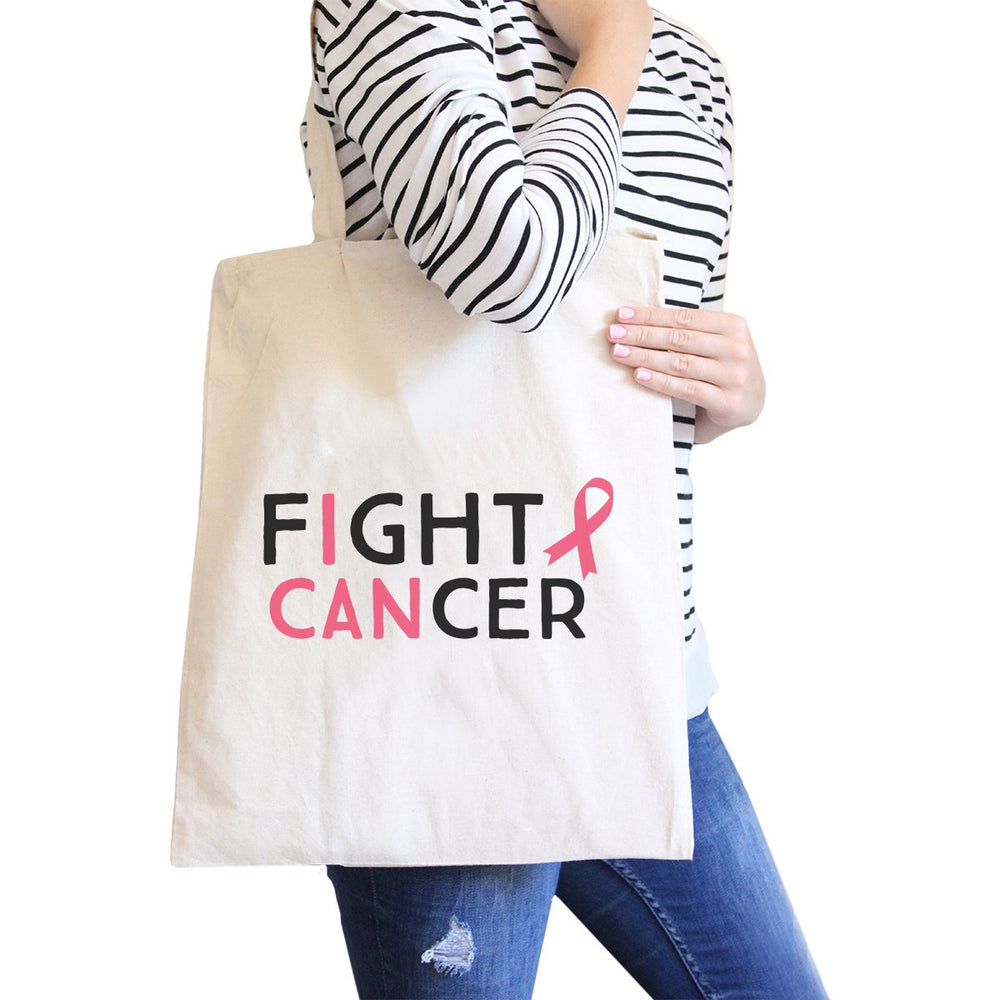 Fight Cancer I Can Natural Canvas Bags