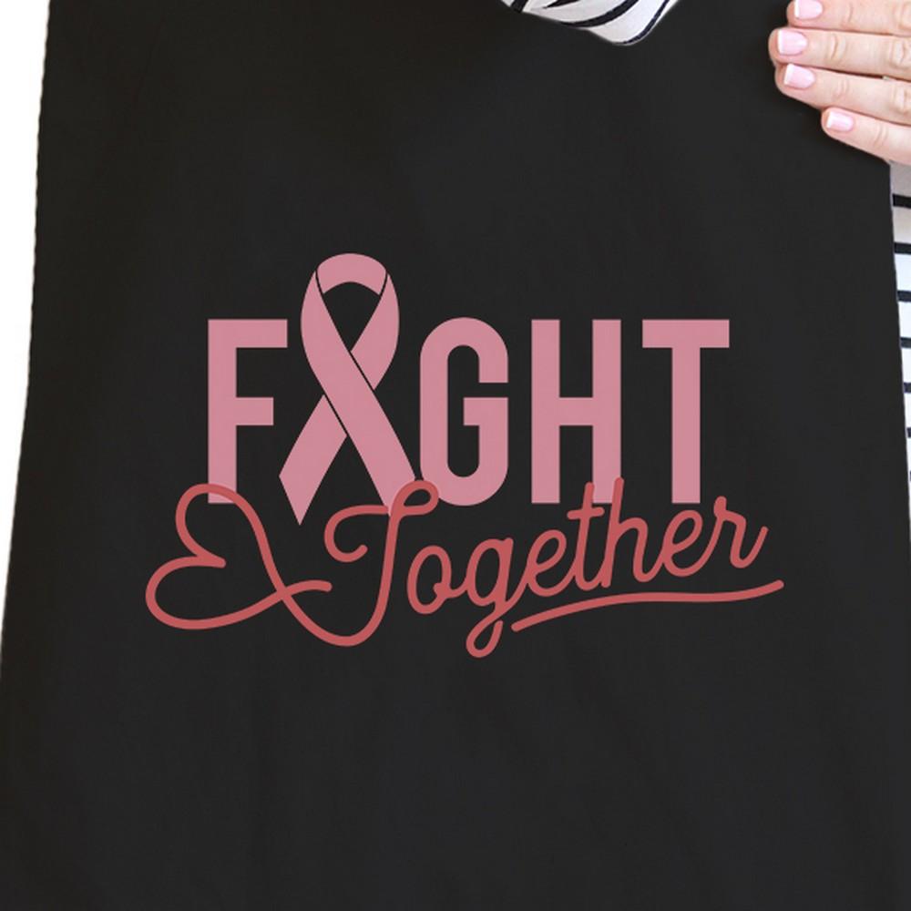 Fight Together Breast Cancer Awareness Black Canvas Bags