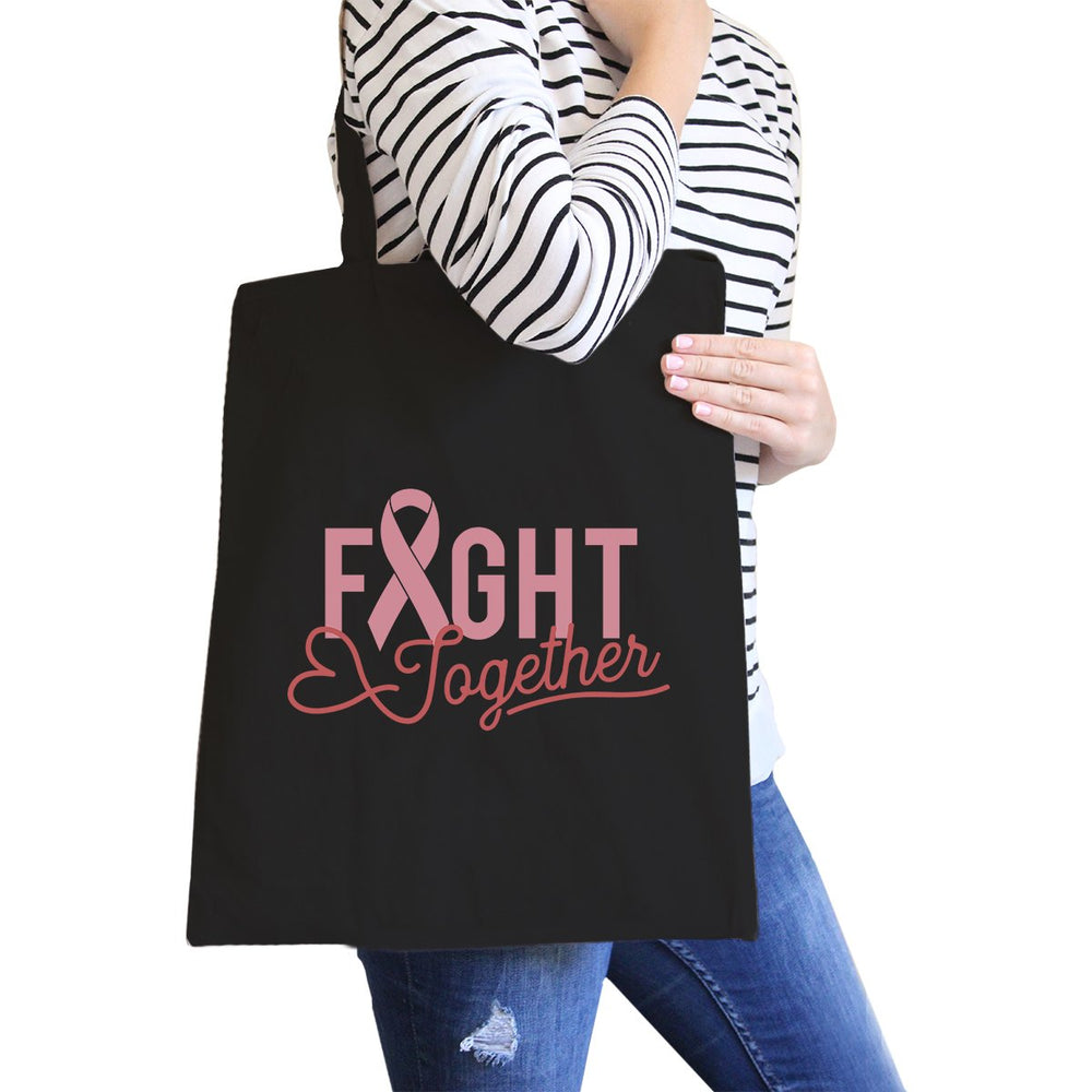 Fight Together Breast Cancer Awareness Black Canvas Bags