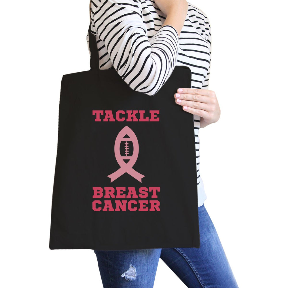 Tackle Breast Cancer Football Black Canvas Bags