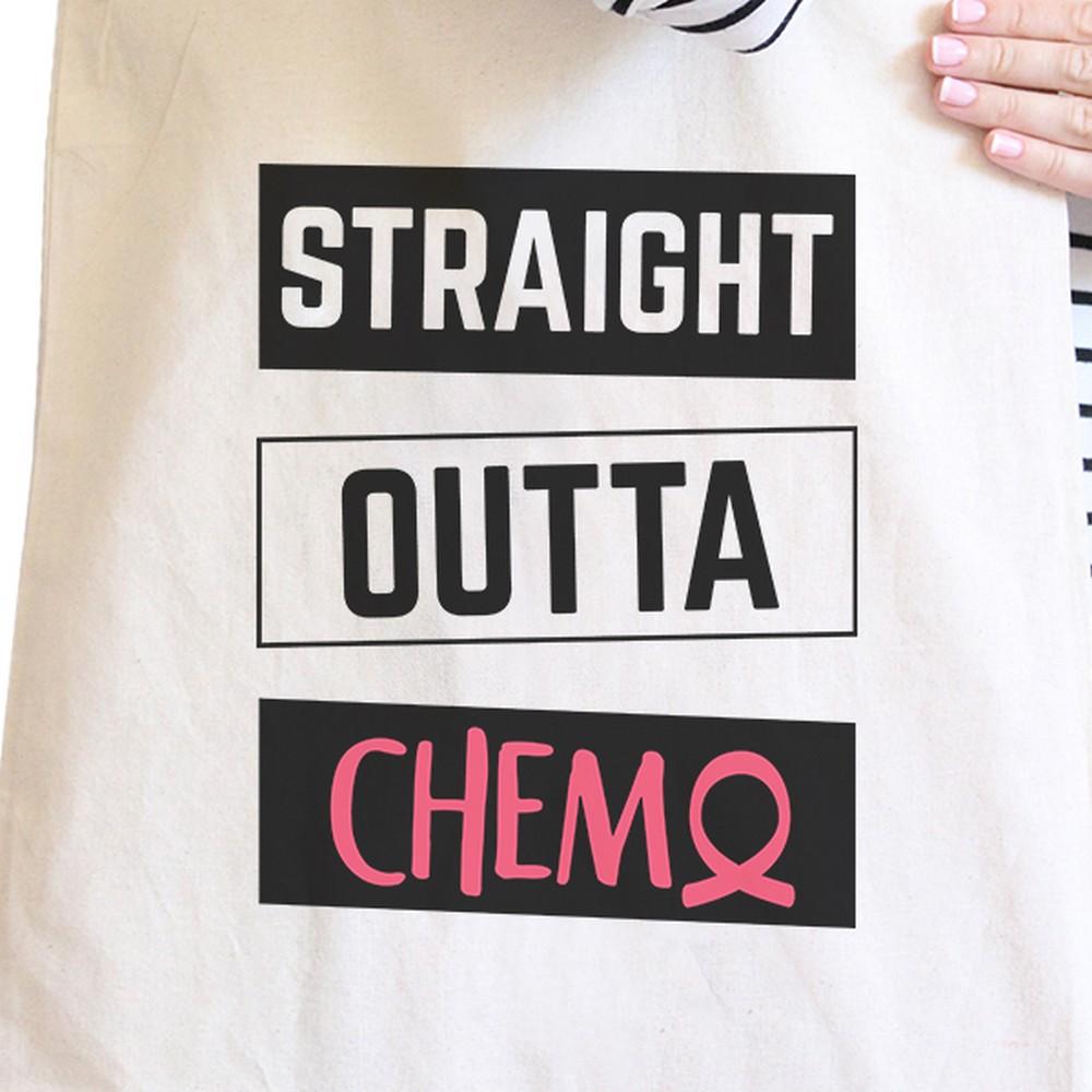 Straight Outta Chemo Breast Cancer Natural Canvas Bags