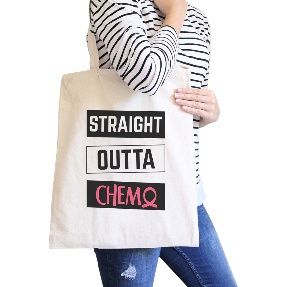 Straight Outta Chemo Breast Cancer Natural Canvas Bags