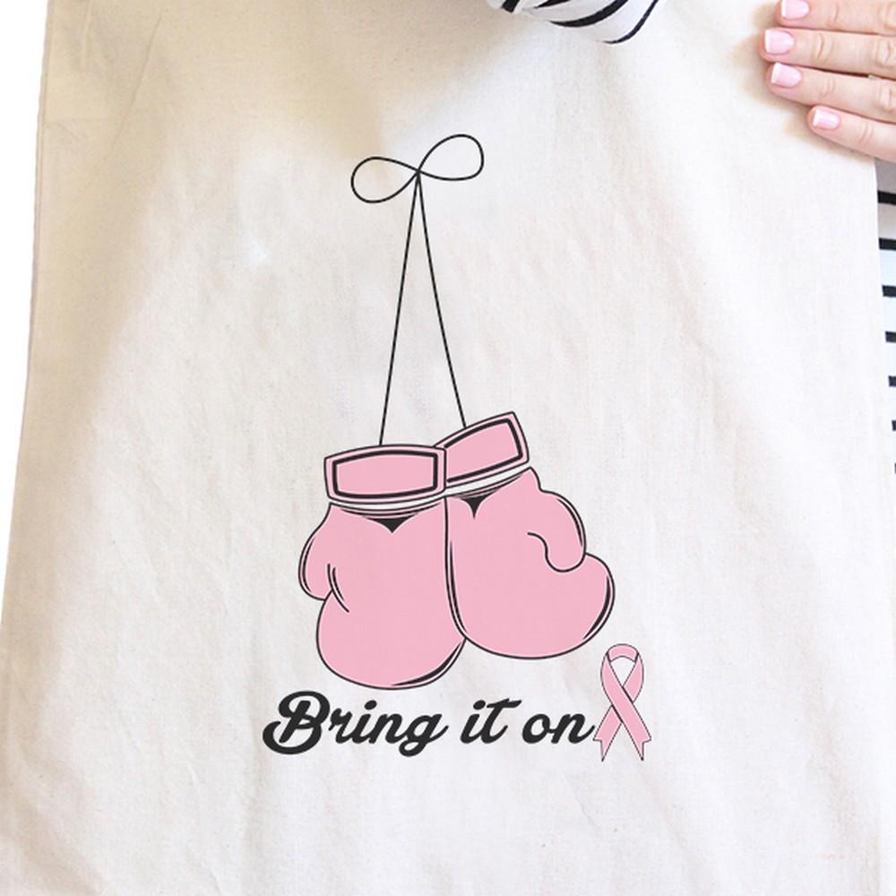 Bring It On Breast Cancer Awareness Boxing Natural Canvas Bags