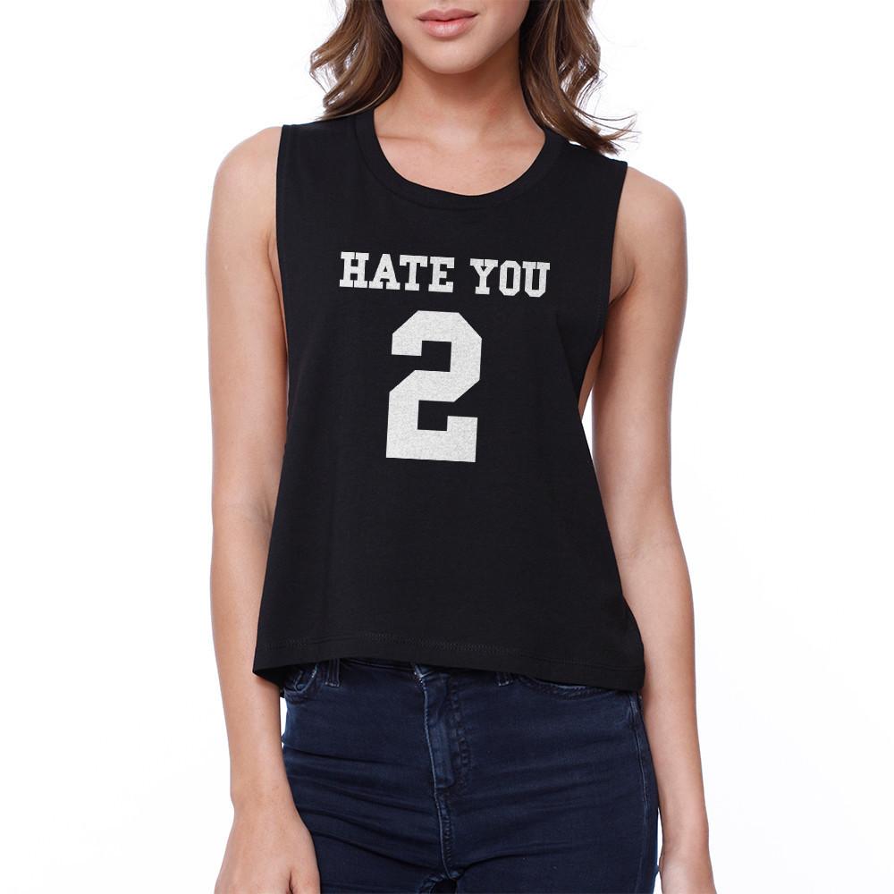 Hate You 2 Crop Tee Girl's Back To School Black Sleeveless Tank Top