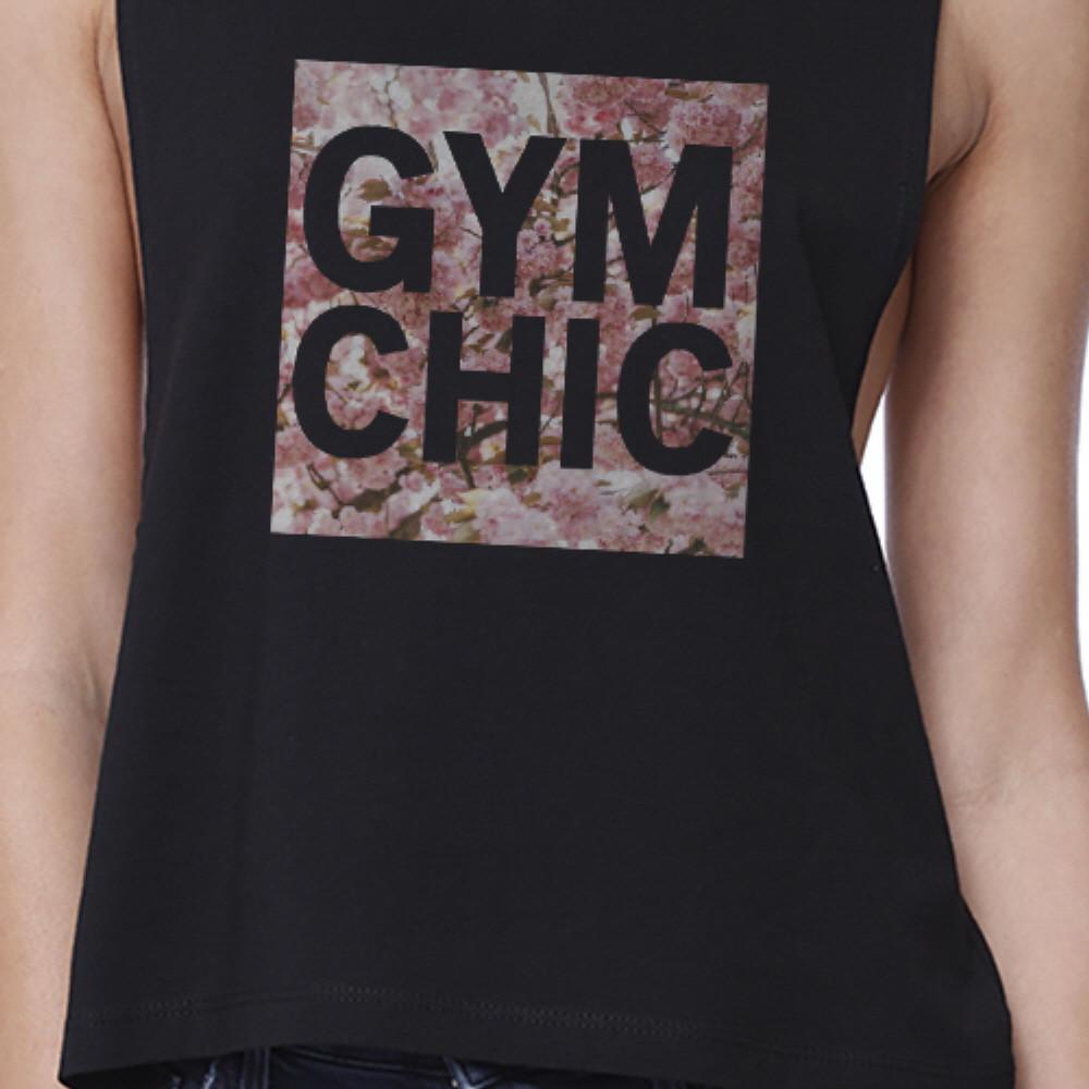 Gym Chic Black Work Out Crop Top Cute Fitness Sleeveless Muscle Tee