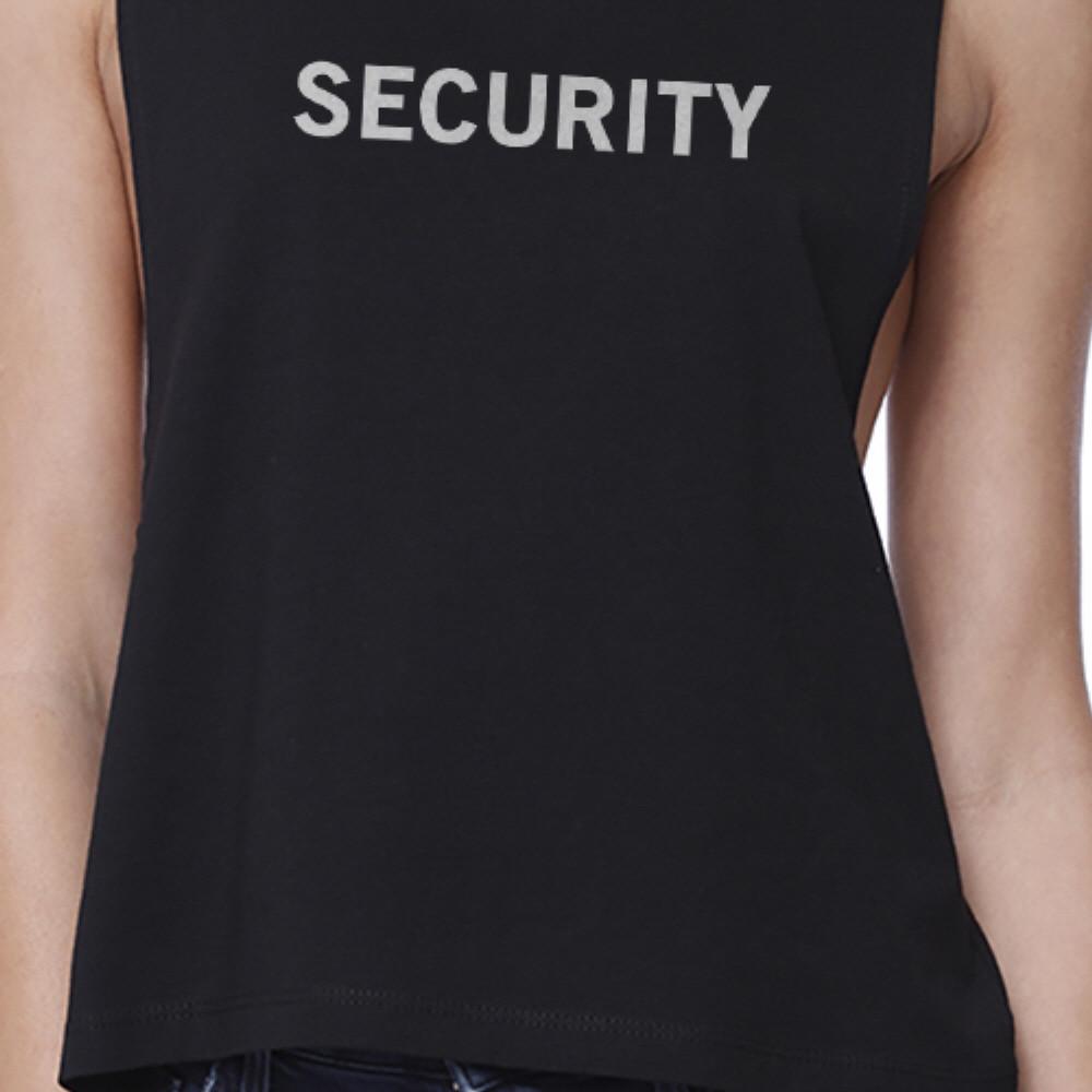 Security Black Work Out Crop Top Back To School Graphic T-shirt