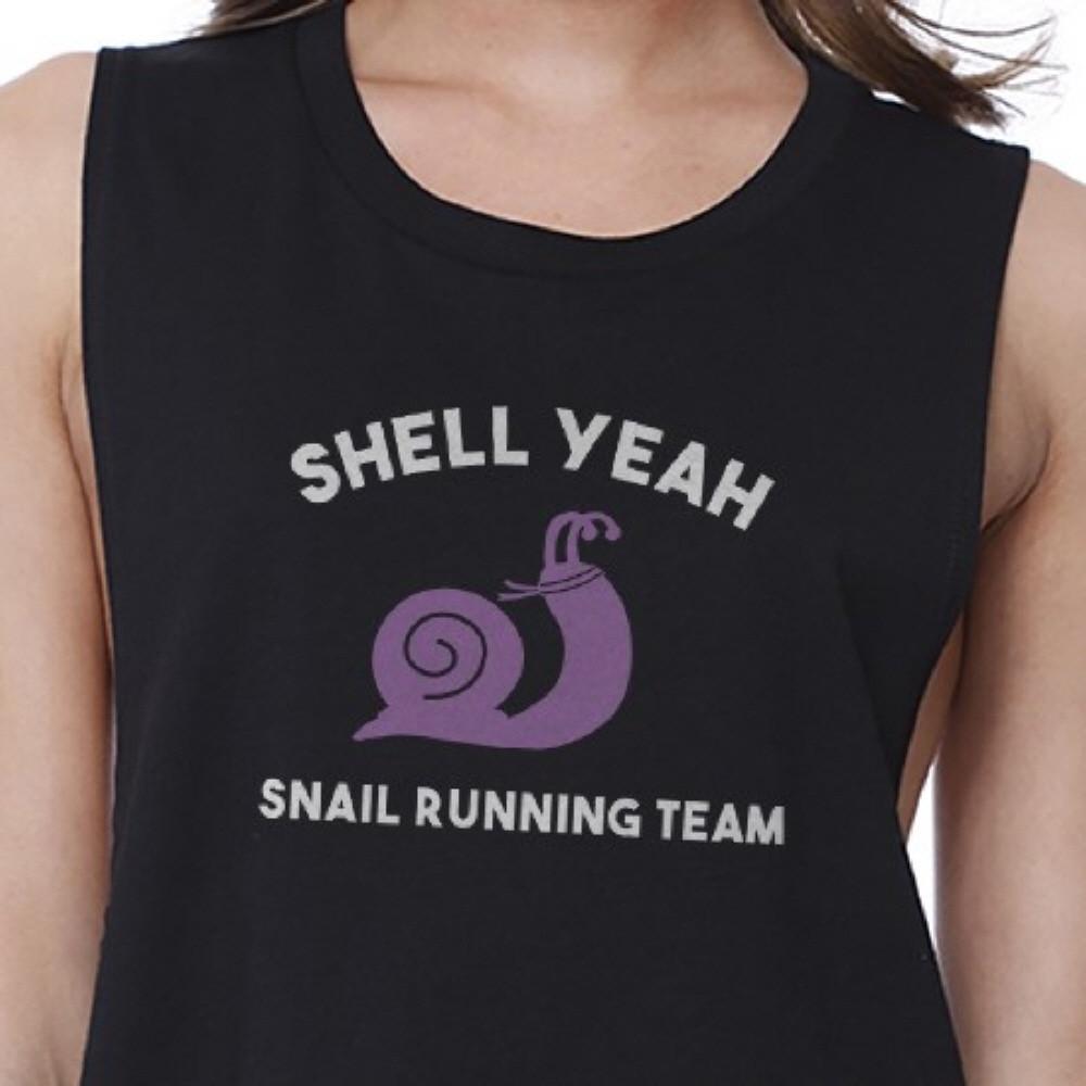 Shell Yeah Crop Top Work Out Sleeveless Shirt Funny Gym Shirt