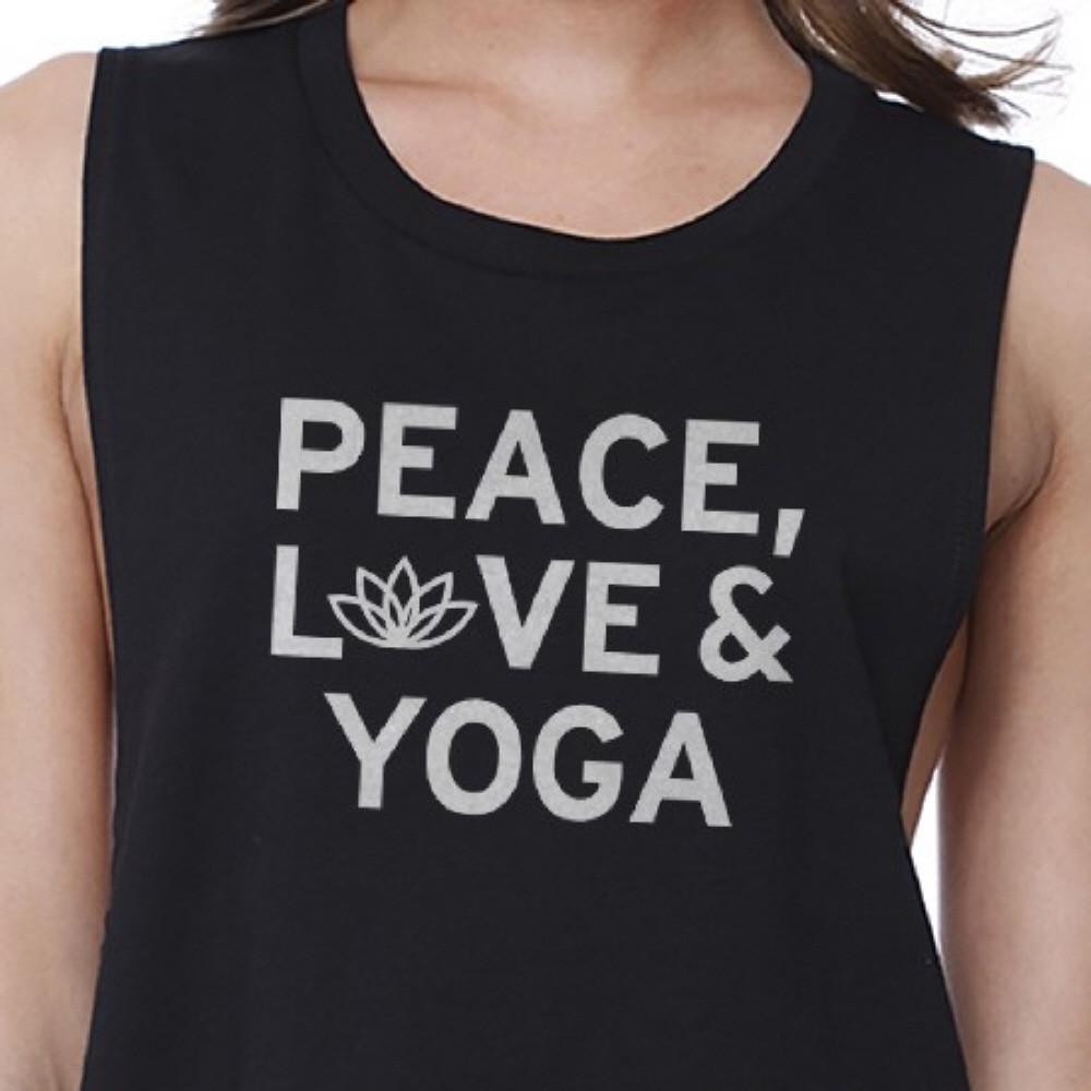 Peace Love Yoga Crop Top Yoga Work Out Tank Top Cute Yoga T-shirt