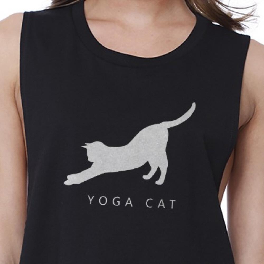 Yoga Cat Crop Top Yoga Work Out Tank Top Cute Gift For Cat Lady