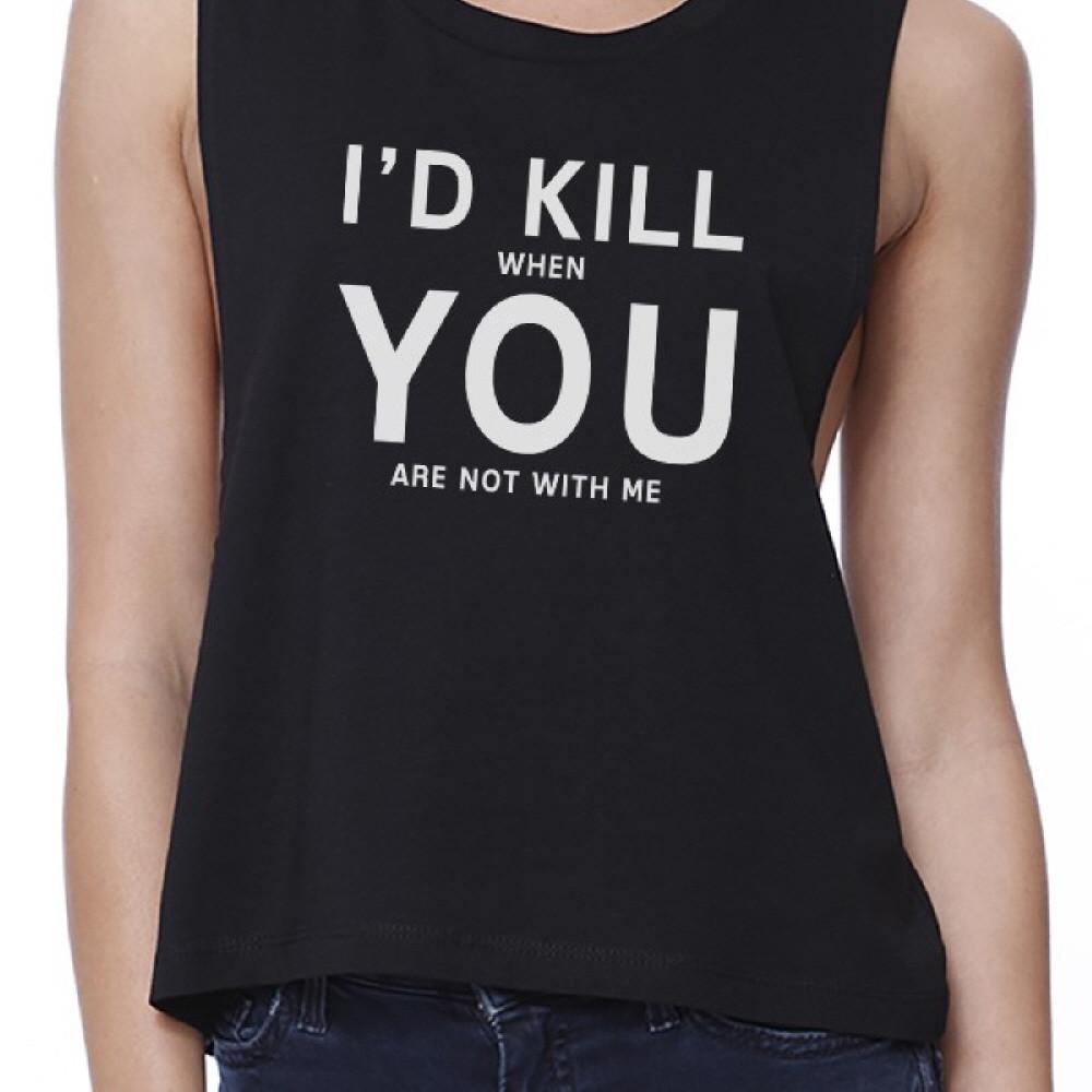 I Hate You Women's Black Crop Tee Creative Gifts For Anniversaries